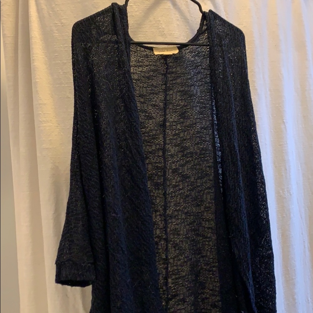 Painted threads navy and black kimono